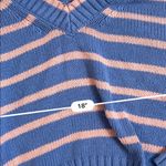 American Eagle  blue pink cropped v-neck striped sweater Photo 2