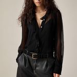 J.Crew NWT Ruffle button-up shirt in crinkle chiffon Sz 4 small hole from tag Photo 9