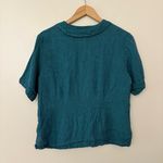 Flax  linen short-sleeve button-down shirt teal size S Photo 2