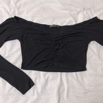 SheIn Black Off Shoulder Ruched Bust Crop Top Photo 0