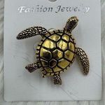 NWT Handcrafted Brass Turtle Brooch Gold Photo 0
