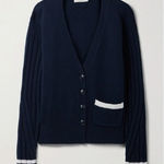 Rag and Bone  Womens Serena Cardigan Sweater Small Navy Blue Academic Cotton Wool Photo 0