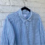 Charter Club Women's XL Striped Linen Button-Up Shirt Multicolor Long Sleeve Photo 1