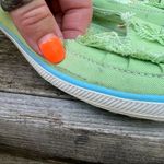 Keds  bright green twill canvas fray toe slide on shoes Photo 3