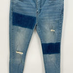 Stradivarius Blue Denim Patchwork Distressed Skinny Jeans Women's Size 6 Photo 0