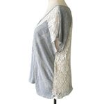 Miss Me Vintage  Lace Tee Top Gray Beaded V-Neck Photo 8