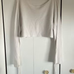 ZARA white long sleeve tie off the shoulder crop sweater Photo 0