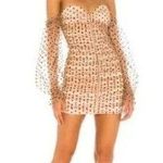 Majorelle Secrets Dark Nude Polka Dot Bodycon Off Shoulder Mini Dress S Photo 0