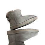UGG  Gray Sheepskin Suede Mini Bailey Bow Boot II Winter Slip On Ankle Boots 9 Photo 6