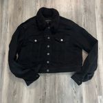 Chic Black Denim Jacket with removable Faux Fur Collar XL NWT Photo 0