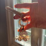 White crystal pumpkin carriage bag charm keychain Photo 2