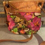Fossil  Multicolor Zip Bucket Purse Medium Large Floral Flower Crossbody Shoulder Photo 1