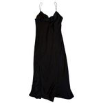 ZARA Black Satin Cowl Neck Slip Midi Dress Side Button Detail Elegant Medium Photo 5