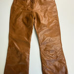 Guess  Genuine‎ Leather Pants Women's Size 2 Brown Flare Leg Design raw hem Photo 0
