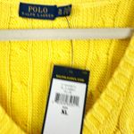 Ralph Lauren Polo  Cable Knit Cotton V-neck Sweater Size XL Yellow NWT Preppy Photo 4