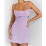 Mistress Rocks NEW Mini Dress Size Medium Lilac Cowl Neck Rhinestone Party Sexy Photo 2