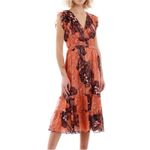 Ulla Johnson Akira Metallic Shibori Silk Printed Midi Dress Coral Pink Size 6 Photo 16