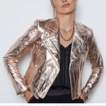 Rose gold metallic Moto jacket ladies medium leather Tart Collections biker coat Pink Photo 0