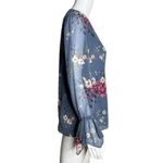 White House | Black Market Shirt Womens 0 Blue Pink Floral Tunic Blouse Peasant Photo 1