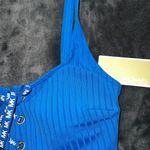 Michael Kors Solid Rib Lace-Up Bikini Top in Vintage Blue Photo 7