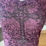 American Age Purple Rhinestone Studded Comfy Top Womens Small Photo 1
