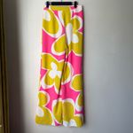 Trina Turk Verity Bright Pink & Yellow Retro Floral Wide Leg Pants 0 Photo 6