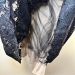 Badgley Mischka  Size 4 Black Lace Mesh Mini Dress Wedding Prom Cocktail Coquette Photo 8