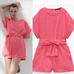 ZARA  | Hot Pink Belted Romper Photo 1