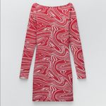 ZARA JACQUARD MINI LONG SLEEVE KNIT DRESS RED/WHITE SIZE M NEW Photo 8