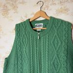 Vintage Aran Crafts Ireland green merino wool cable knit full zip sweater vest Size XXL Photo 4