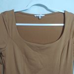 Iris Elegant Tan Long Sleeve Bodycon Midi Dress Neutral Size Small Photo 3