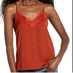 Nordstrom  BP Satin Lace Camisole Small in Rust / Red Persimmon NEW $39 Photo 0