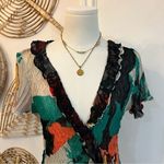 Alberto Makali Vintage Y2K Floral Pleated Ruffle Mini Dress Designer Evening M Photo 2