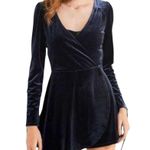 Urban Outfitters Velver Wrap Romper Blue Party Holiday Size S Photo 9