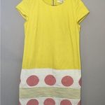 Boden Dress Size 8L Yellow Short Sleeve Embroidered Cotton Casual Polka Dots Photo 0