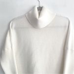 Lillusory Oversized Turtleneck Split Hem Batwing Pullover Tunic Sweater XS/S White Photo 2