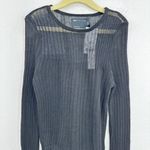 ASOS Design Womens Top US 2 UK 6 Black Long Sleeve Ribbed Sheer See Through NWT Photo 1