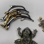 Lot Of 3 Animal Vintage Brooch Pins Frog, Turtle Photo 5