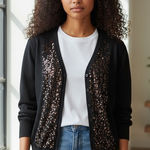 Cable & Gauge  Black Sequin Cardigan Photo 0