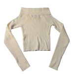 Princess Polly  Size M/L Morley Off‎ Shoulder Ribbed Sweater Cream Thumb Holes Photo 2