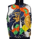 90s Lauren Ralph Lauren Silk Nautical Print Navy Sweater Vest Women Sz XL Blue Photo 0