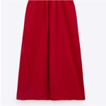 ZARA Cut Out Poplin A-Line MIDI Dress Puff Sleeves Red SIZE XS NEW Photo 11