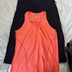 Vibrant Coral Striped Tank and Black Leggings Set Orange Size L Photo 0