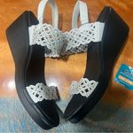 Skechers NWT Cali Luxe Rumble On Sassy Dayz Foam Wedge Sandals black white Photo 4