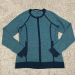 Title Nine  Turquoise Blue Full Zip Cotton Blend Sweater Women's Size Medium Photo 0