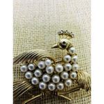 Peacock Lapel Pin Brooch Gold Tone Costume Pearl Accents Fashion Jewelry Gold Photo 1