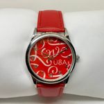 USPS women’s watch love USA silver tone 32mm quartz red tone leather running Photo 0
