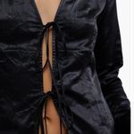 Free People  Midnight Satin Tie-Front Robe Photo 3