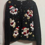 Black Christmas Sweater with Teddy Bears Size L Photo 0
