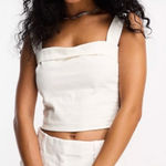 Abercrombie & Fitch Linen-Blend Cropped Tank Top Sz L Photo 0